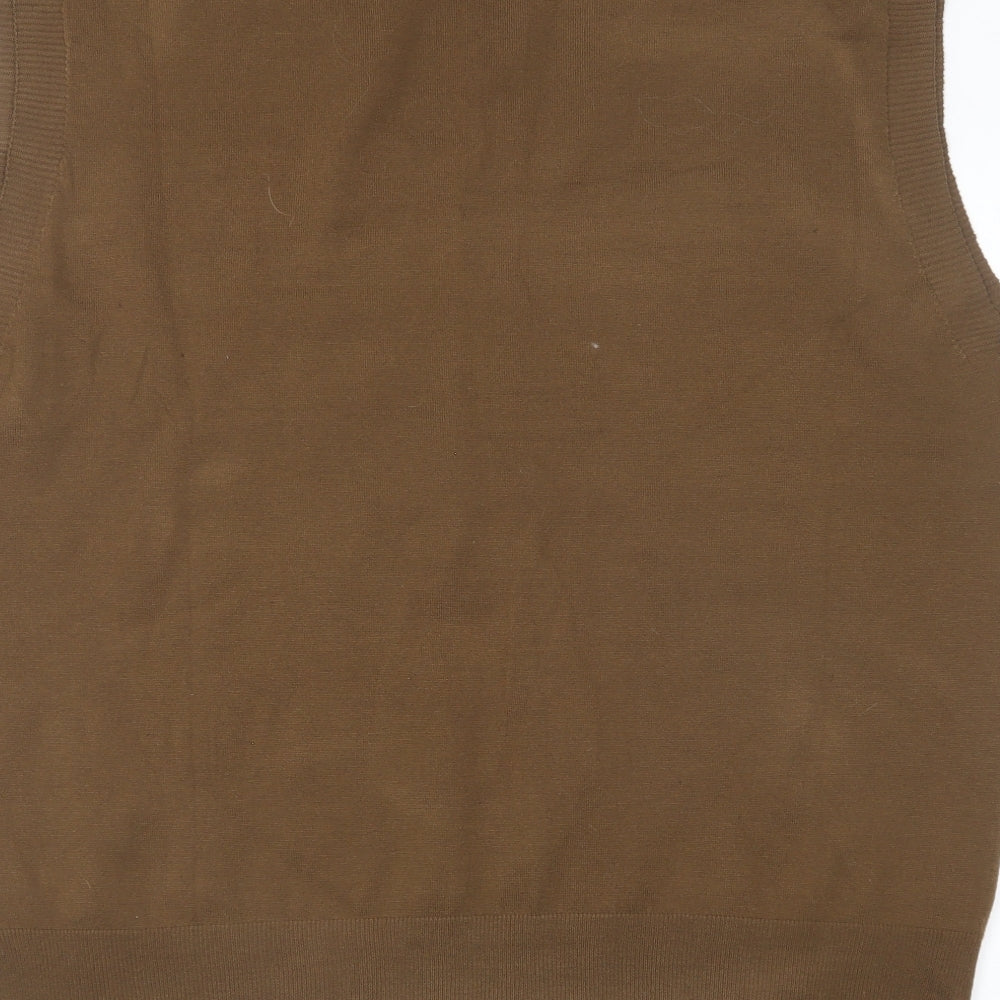 SheIn Womens Brown V-Neck Polyester Vest Jumper Size 2XL