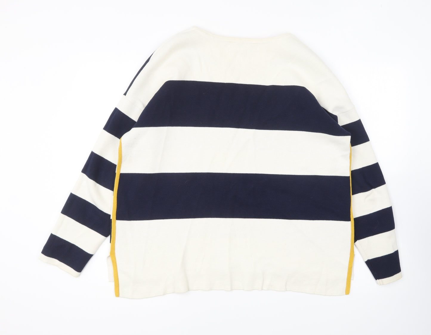 Joules Womens Blue Round Neck Striped Cotton Pullover Jumper Size 16