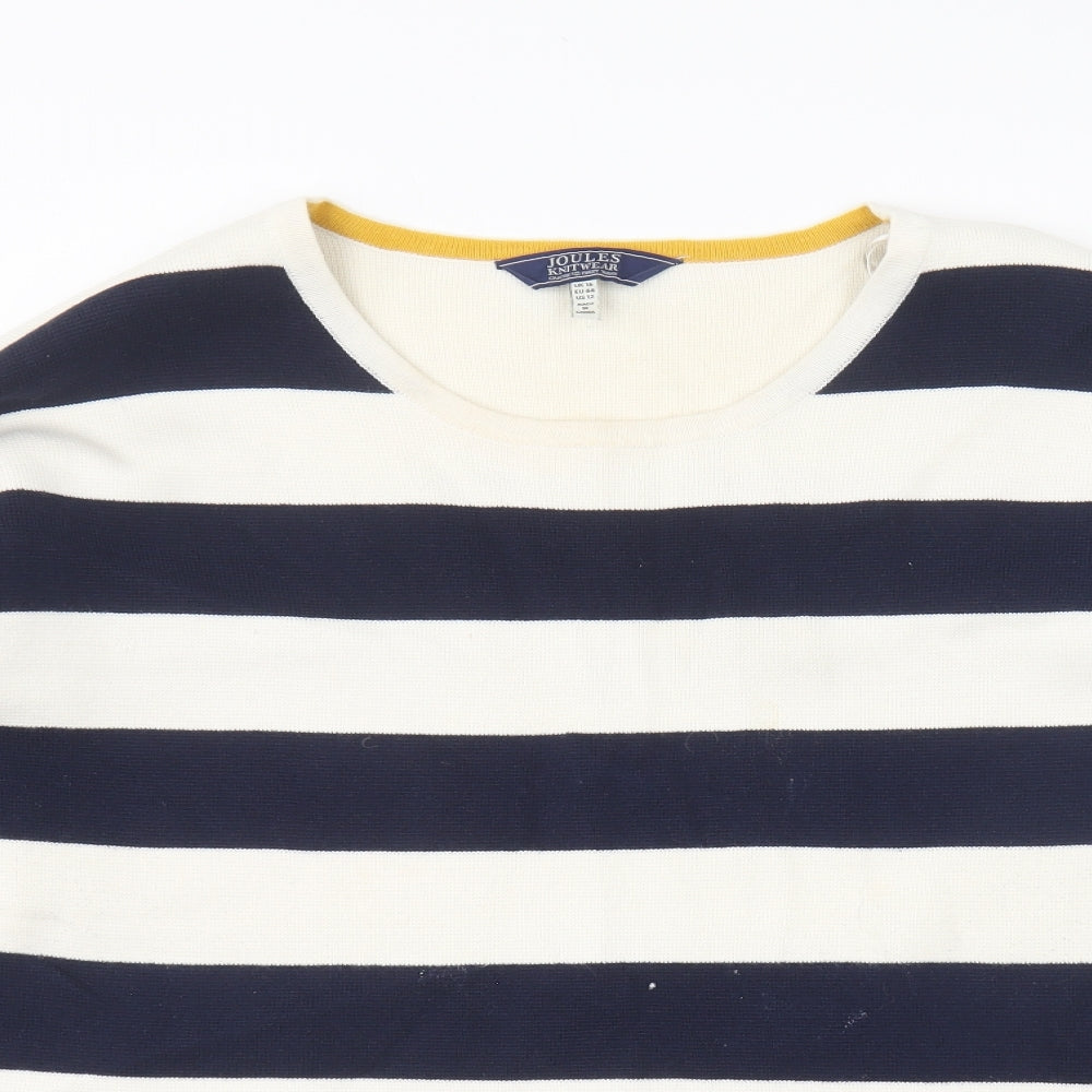 Joules Womens Blue Round Neck Striped Cotton Pullover Jumper Size 16