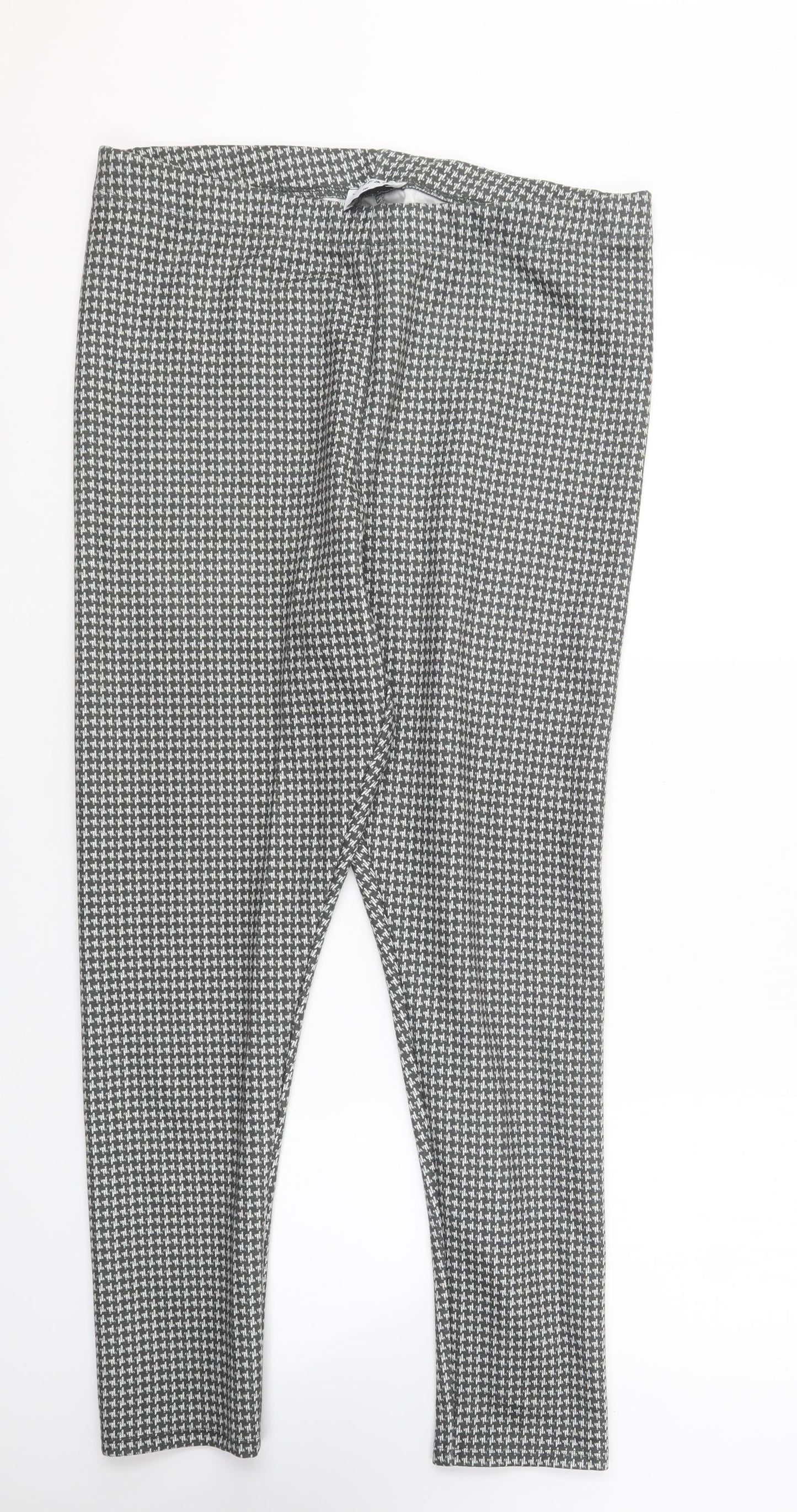 Jeff & Co Womens Green Herringbone Polyester Trousers Size 16 L28 in Regular