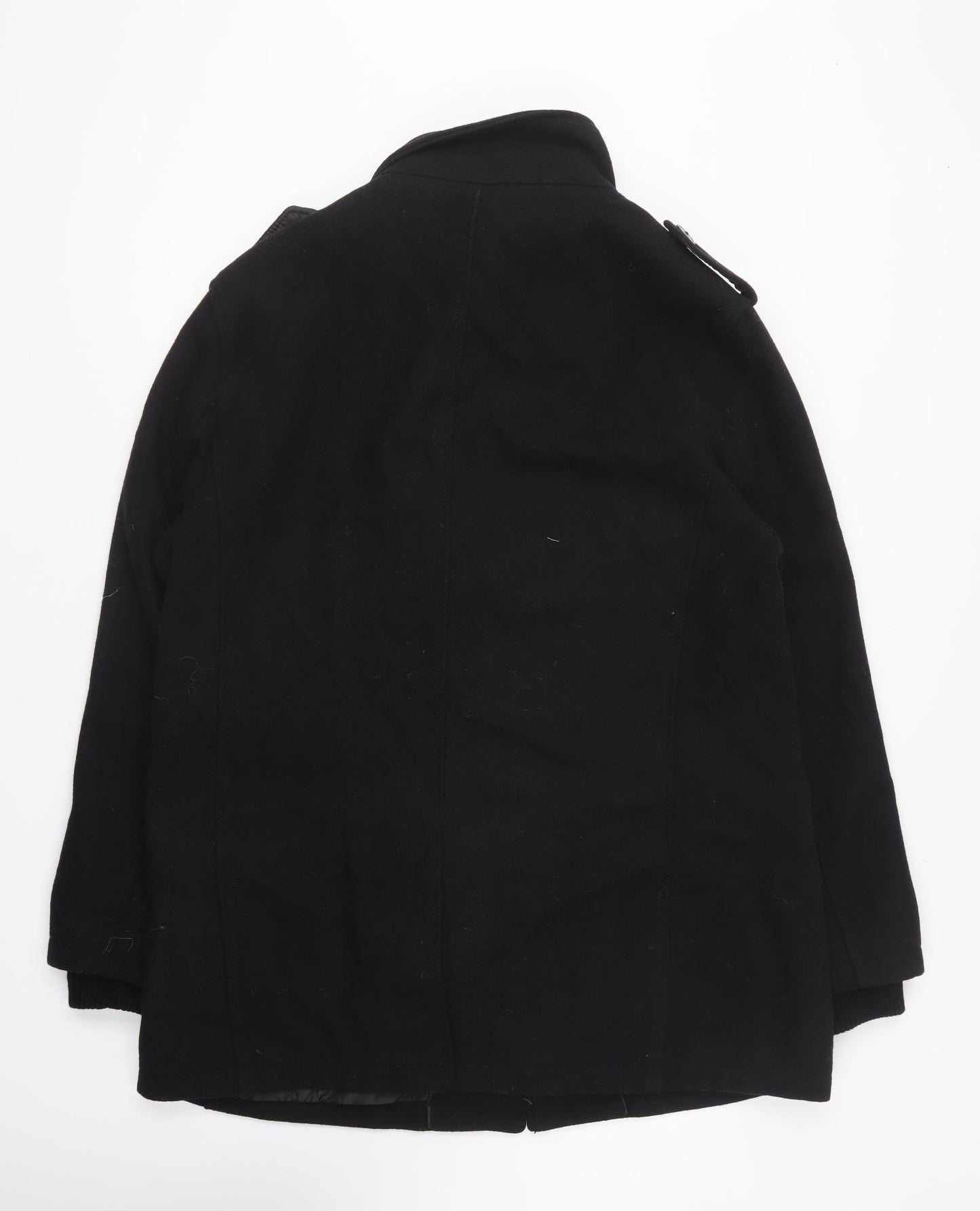 Cedar Wood State Mens Black Overcoat Coat Size XL Button