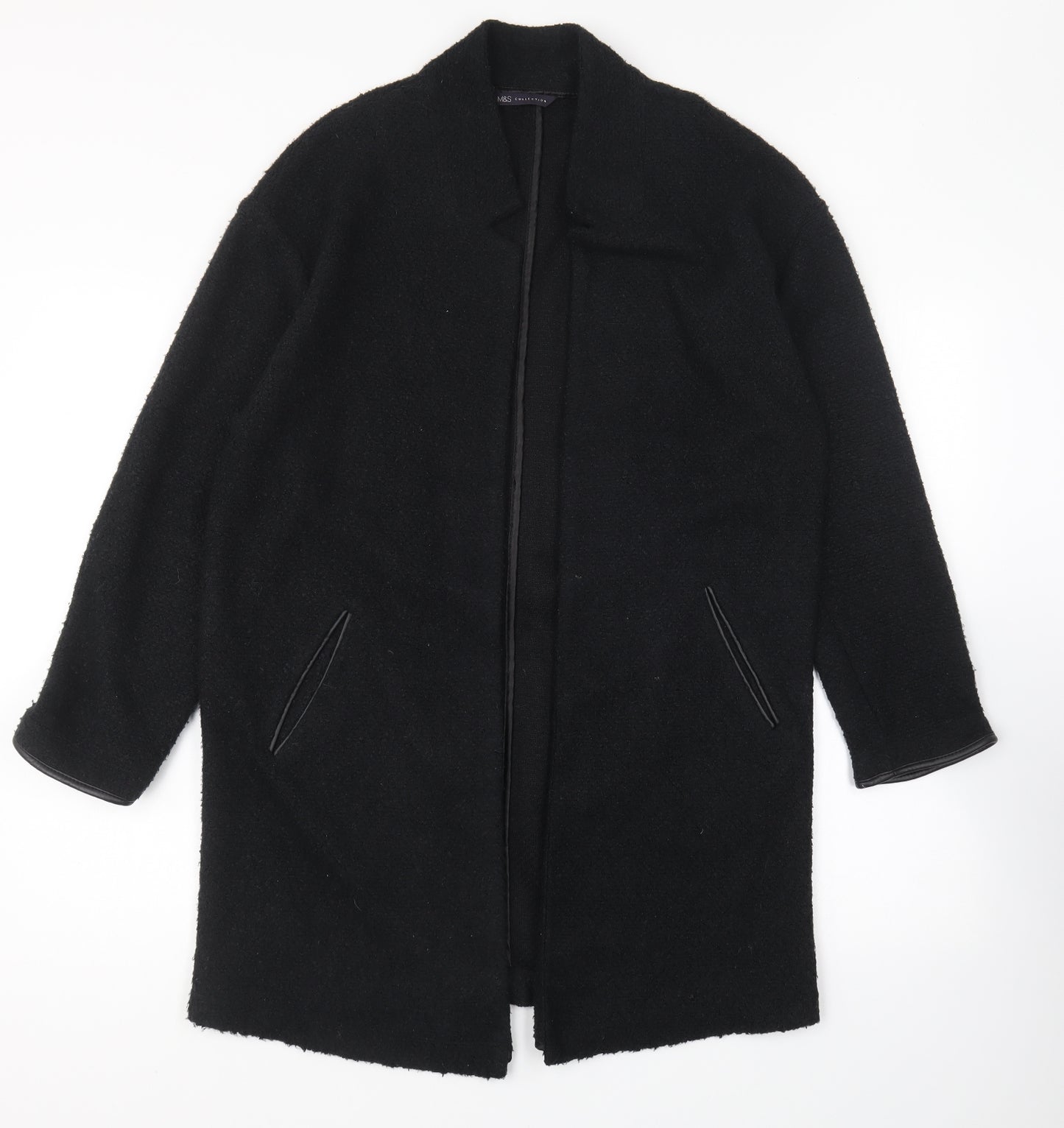 Marks and Spencer Womens Black V-Neck Polyester Cardigan Jumper Size 12