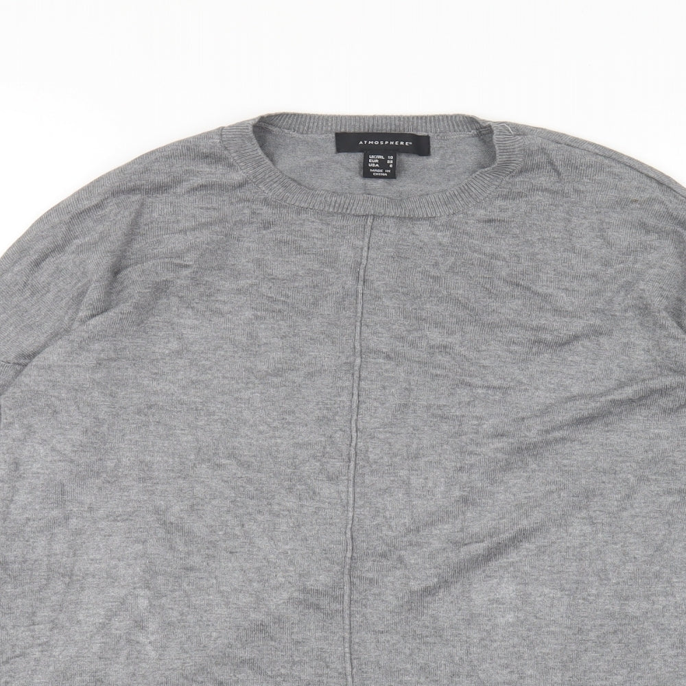 Atmosphere Womens Grey Round Neck Polyamide Pullover Jumper Size 10