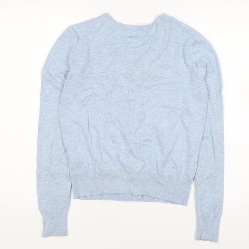 H&M Womens Blue Round Neck Cotton Cardigan Jumper Size S