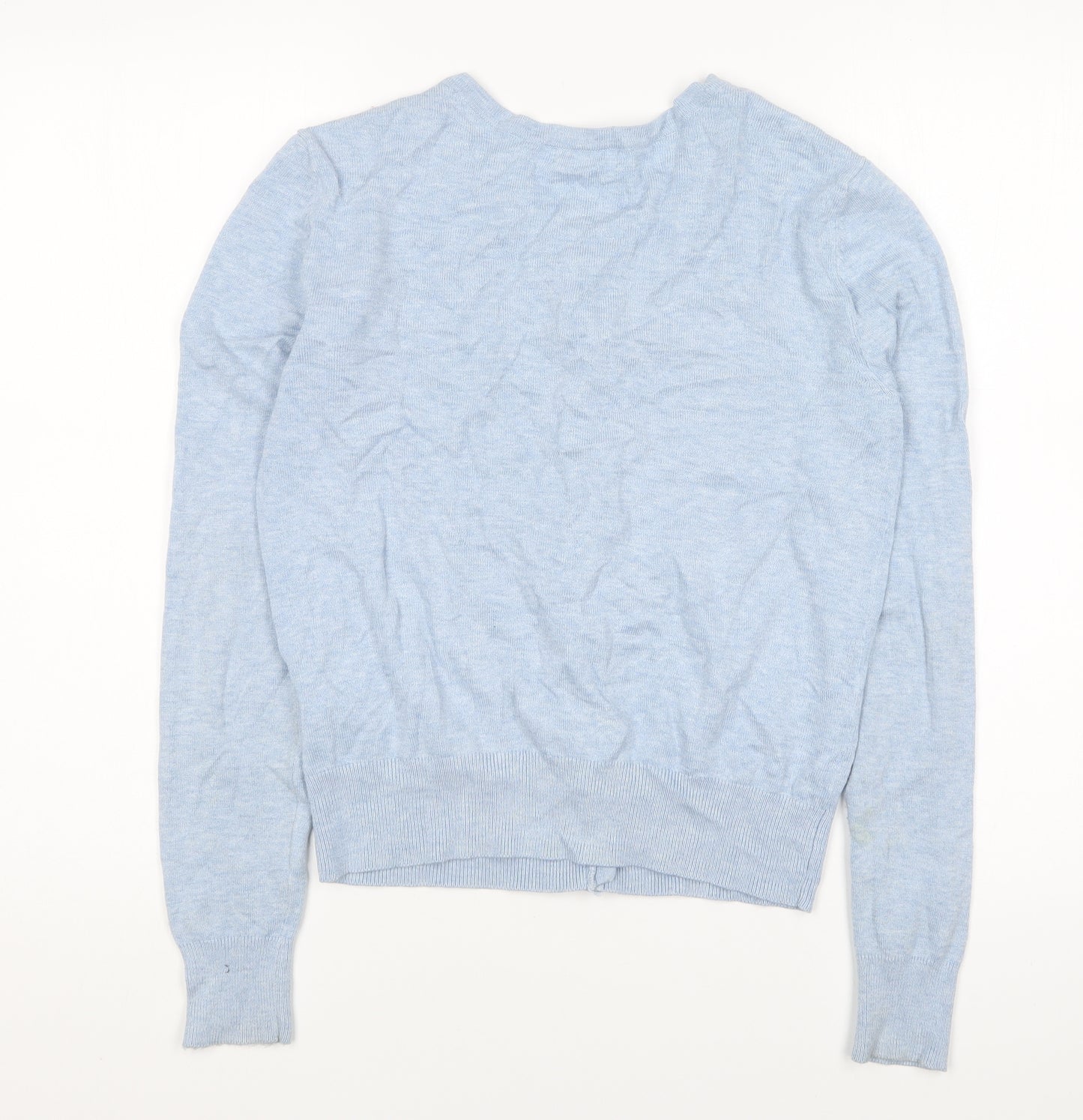 H&M Womens Blue Round Neck Cotton Cardigan Jumper Size S
