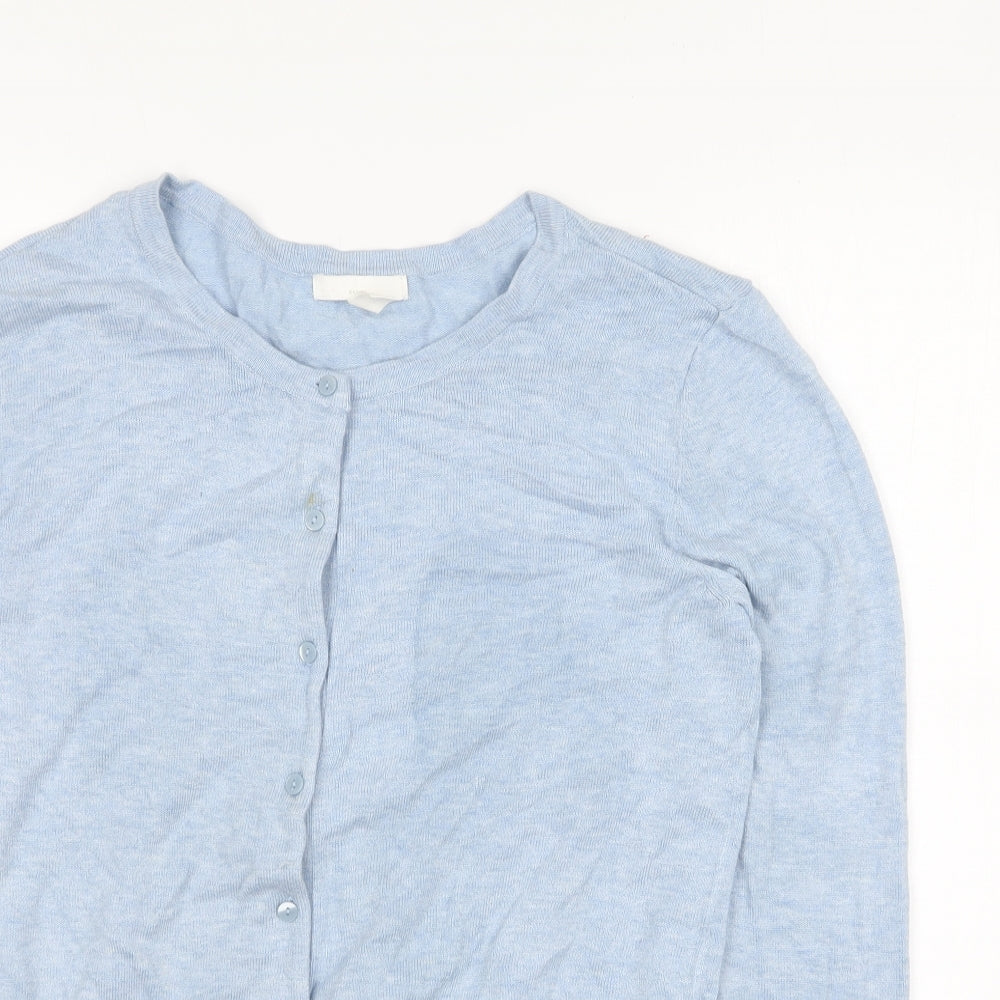 H&M Womens Blue Round Neck Cotton Cardigan Jumper Size S