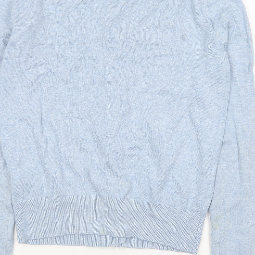 H&M Womens Blue Round Neck Cotton Cardigan Jumper Size S