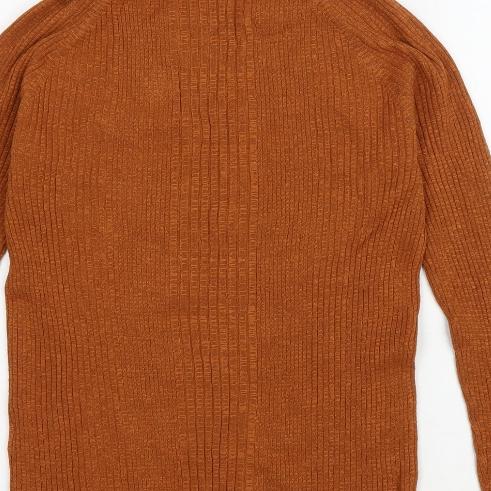 TU Womens Orange Viscose Basic Polo Size 16 Roll Neck - Knit & Purl