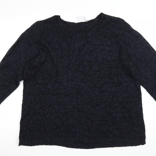 JUNAROSE Womens Blue Round Neck Acrylic Pullover Jumper Size M
