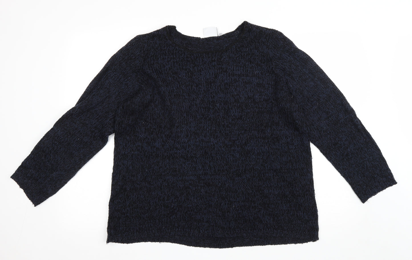 JUNAROSE Womens Blue Round Neck Acrylic Pullover Jumper Size M