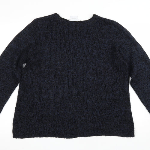 JUNAROSE Womens Blue Round Neck Acrylic Pullover Jumper Size M