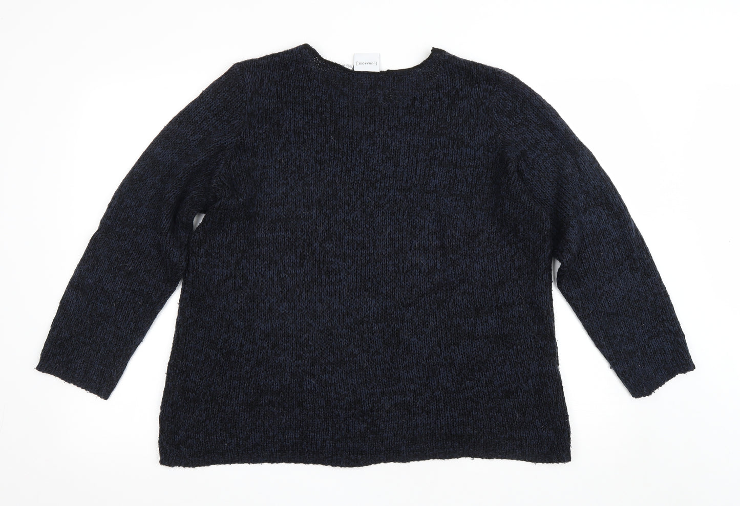JUNAROSE Womens Blue Round Neck Acrylic Pullover Jumper Size M