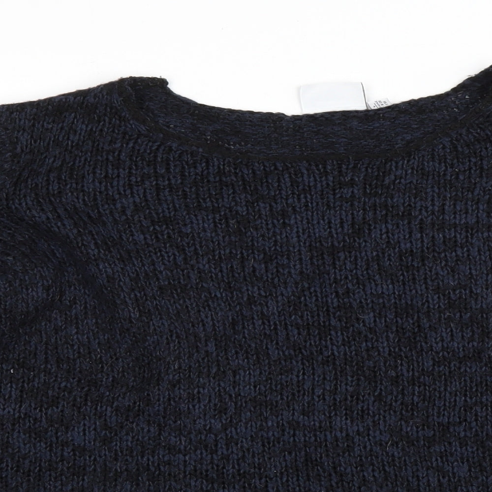 JUNAROSE Womens Blue Round Neck Acrylic Pullover Jumper Size M