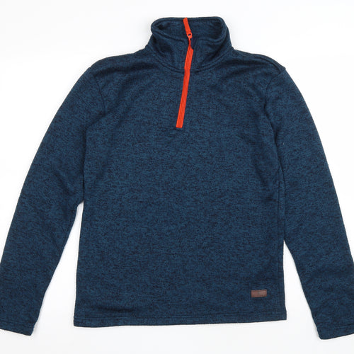 HIGEAR Womens Blue Polyester Pullover Casual Size 32 High Neck Zip