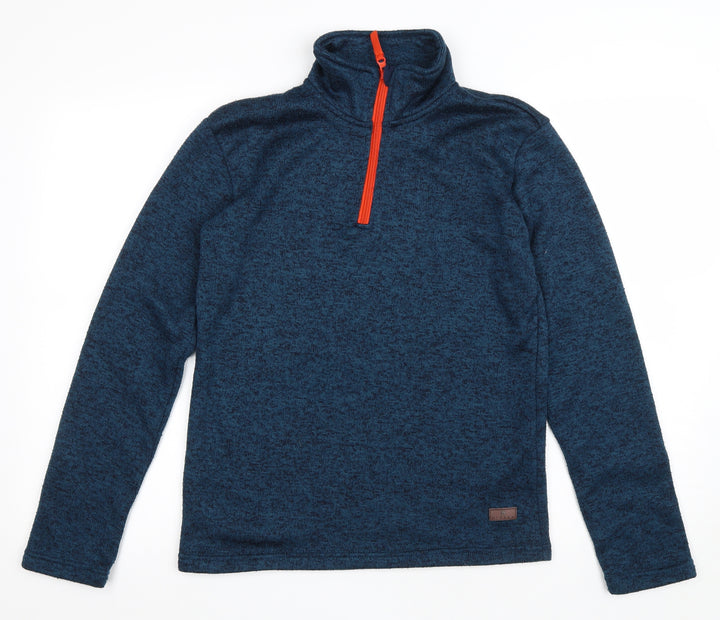 HIGEAR Womens Blue Polyester Pullover Casual Size 32 High Neck Zip