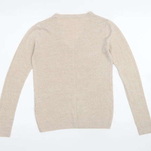 Atmosphere Womens Beige V-Neck Acrylic Pullover Jumper Size 6