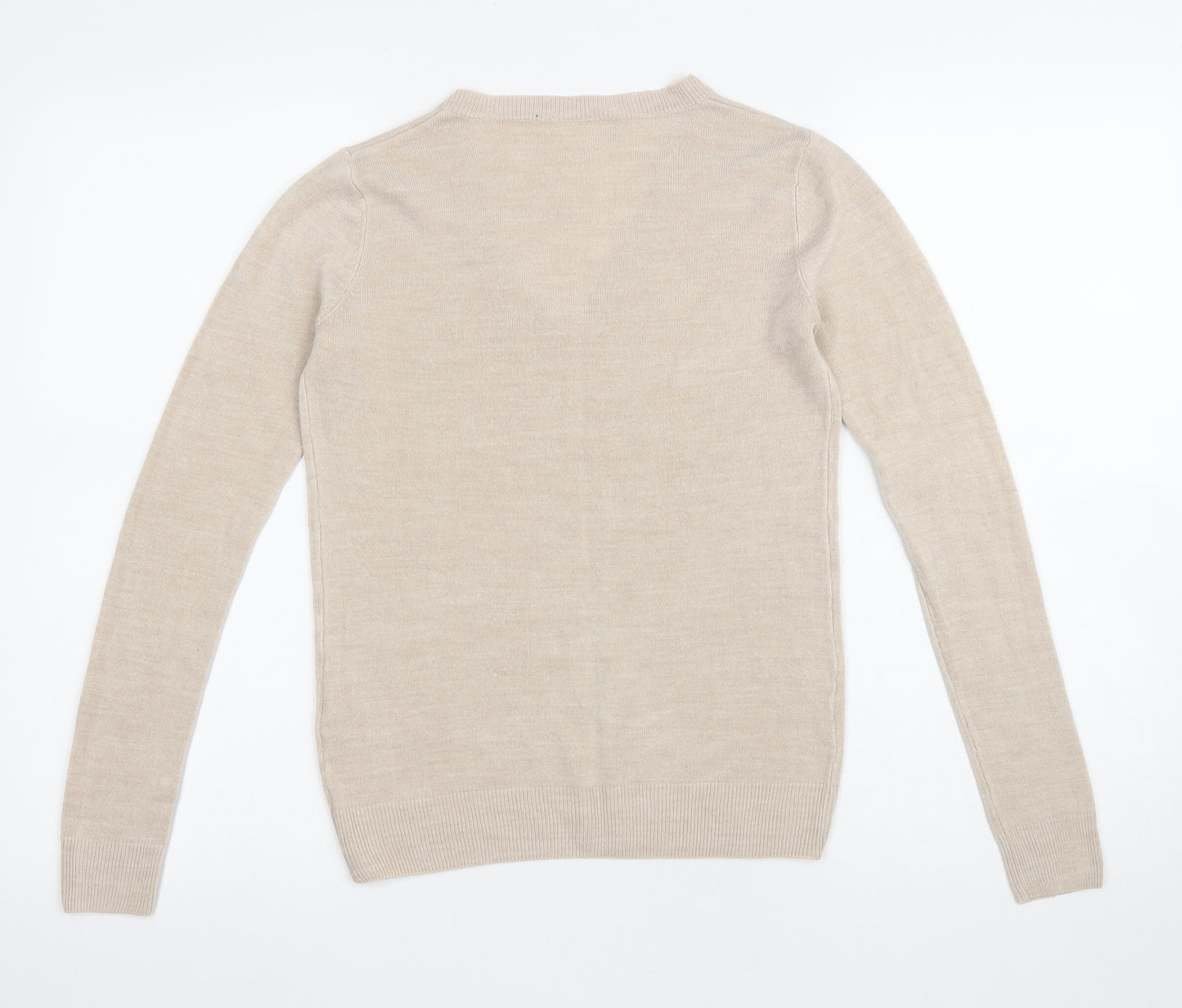 Atmosphere Womens Beige V-Neck Acrylic Pullover Jumper Size 6
