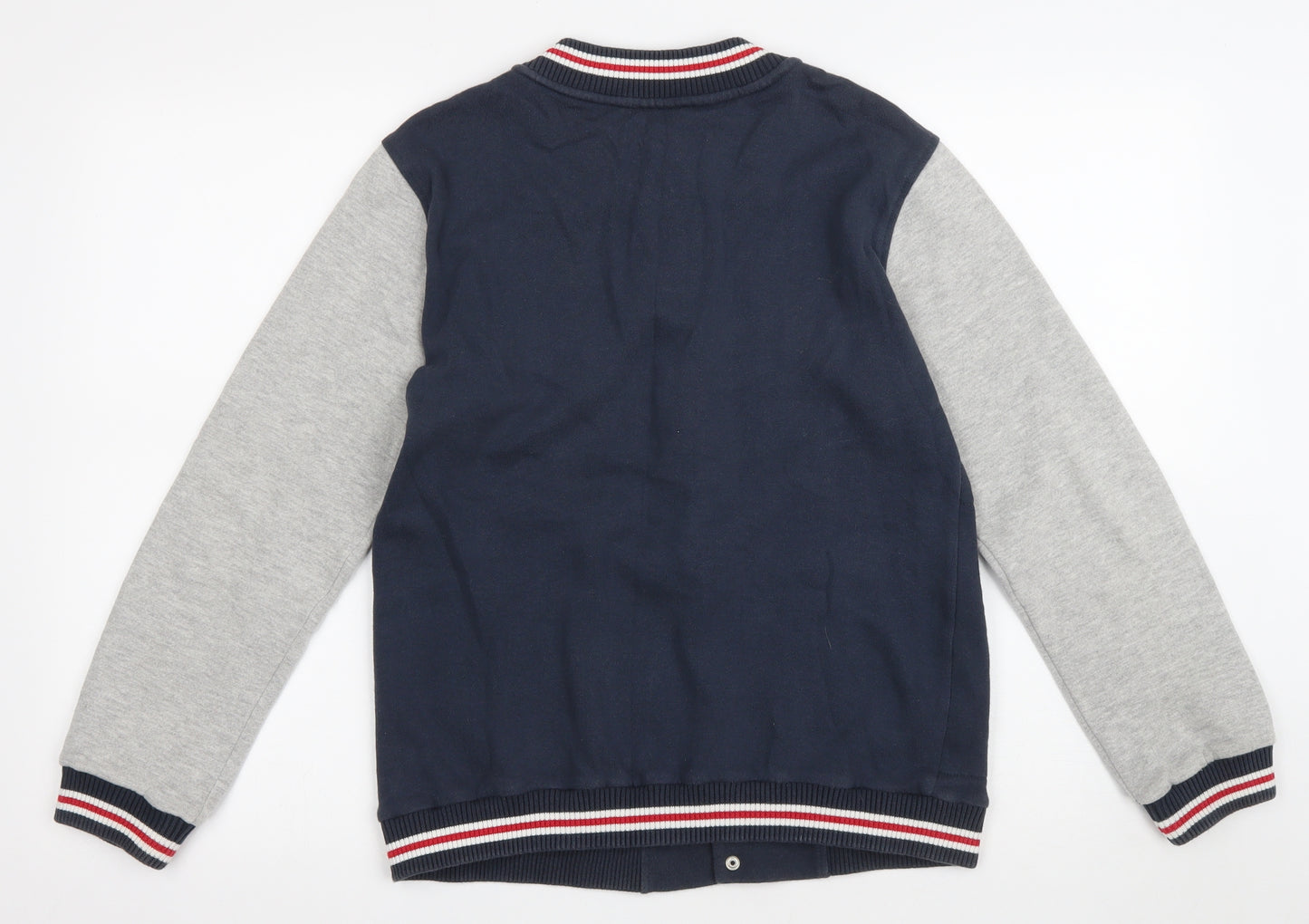 Nutmeg Boys Blue Colourblock Cotton Cardigan Sweatshirt Size 12-13 Years Snap - Letterman