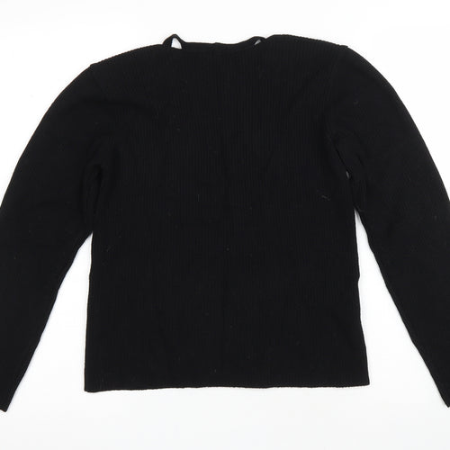 Style Womens Black V-Neck Viscose Pullover Jumper Size 18 - Cut out