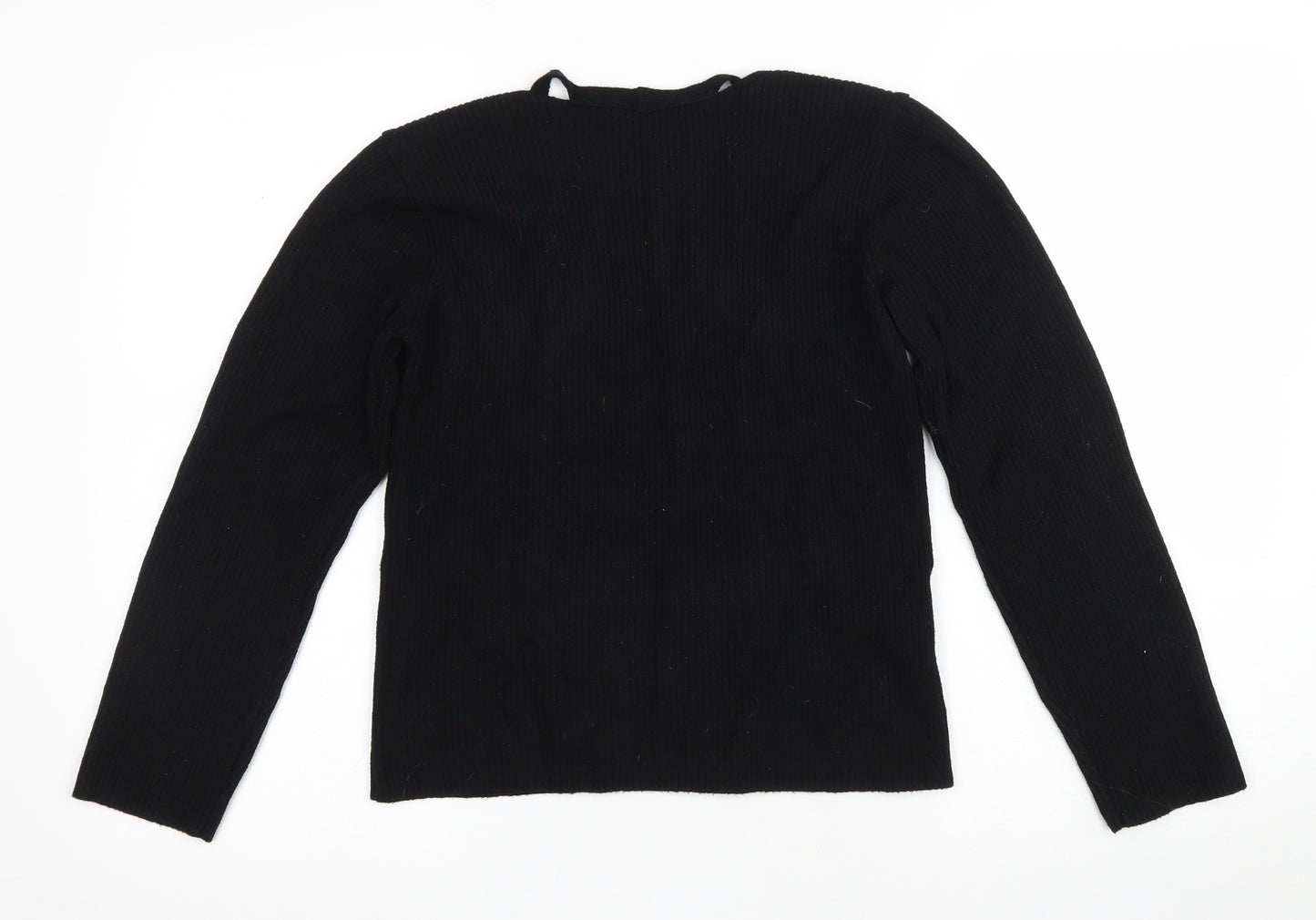 Style Womens Black V-Neck Viscose Pullover Jumper Size 18 - Cut out