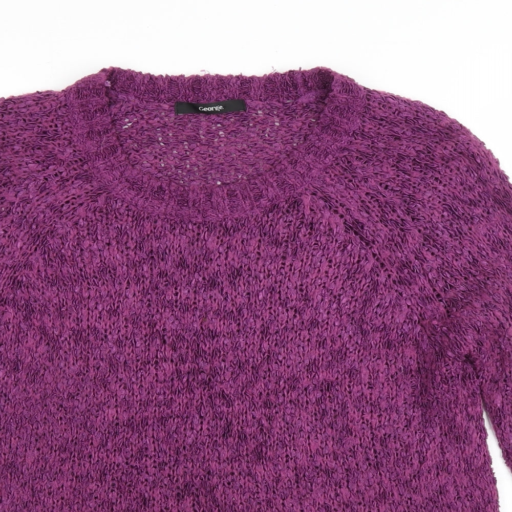 George Womens Purple Round Neck Polyester Pullover Jumper Size 8