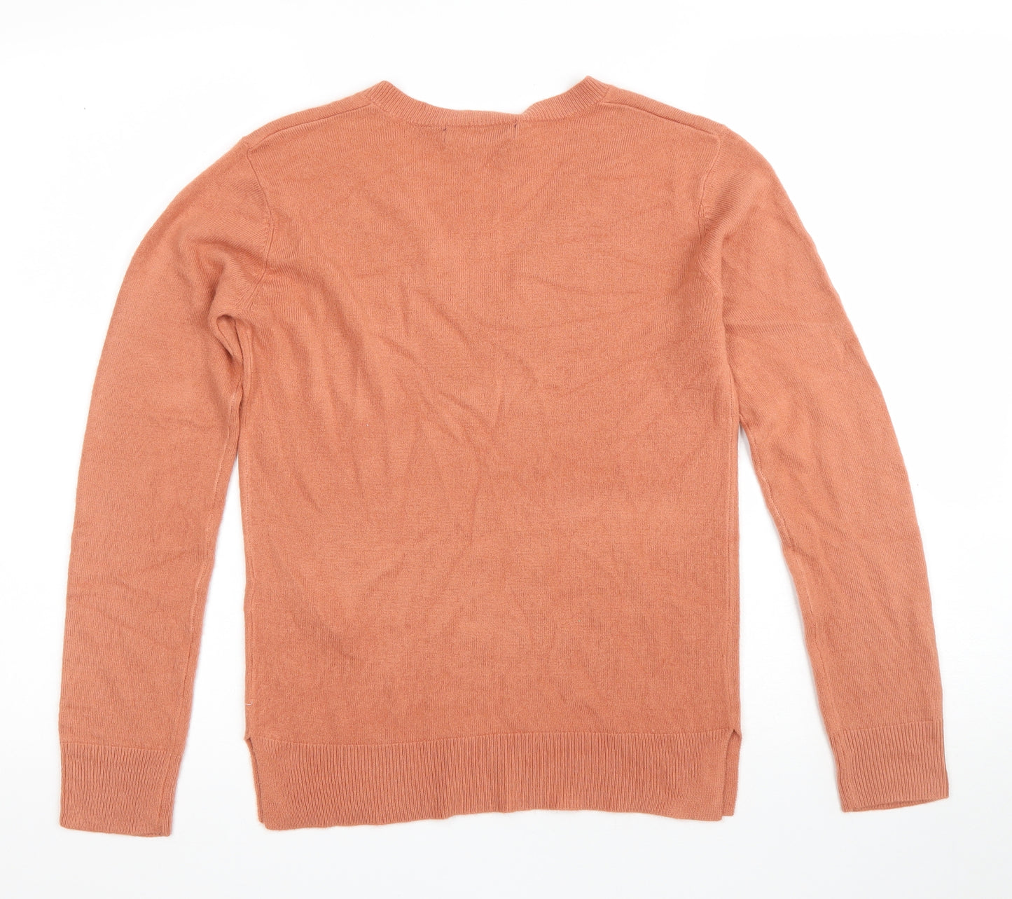 M&S Collection Womens Orange V-Neck Acrylic Pullover Jumper Size 6