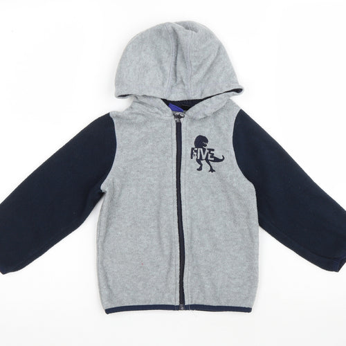 Lupilo Boys Grey Colourblock 100% Polyester Full Zip Hoodie Size 2-3 Years Zip