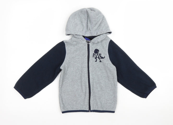Lupilo Boys Grey Colourblock 100% Polyester Full Zip Hoodie Size 2-3 Years Zip