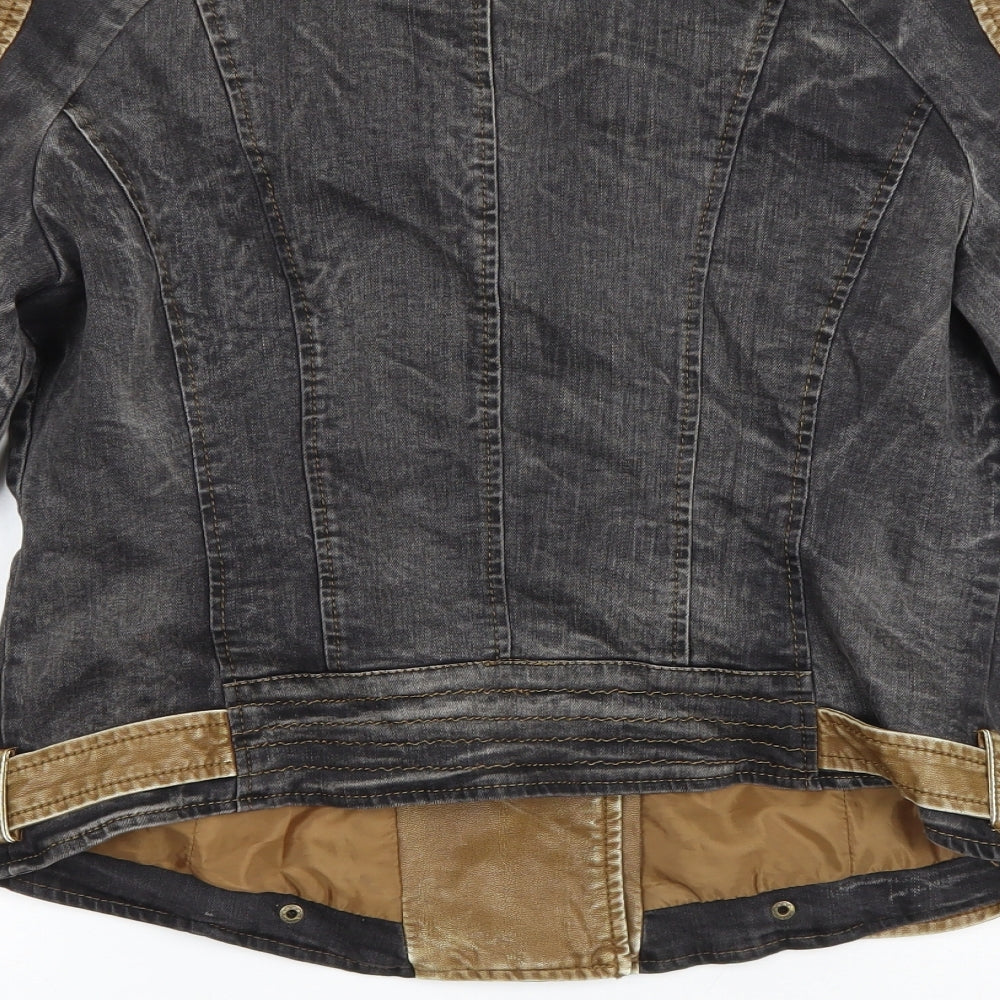 Frime Womens Grey Biker Jacket Size XL Zip - Assymetric