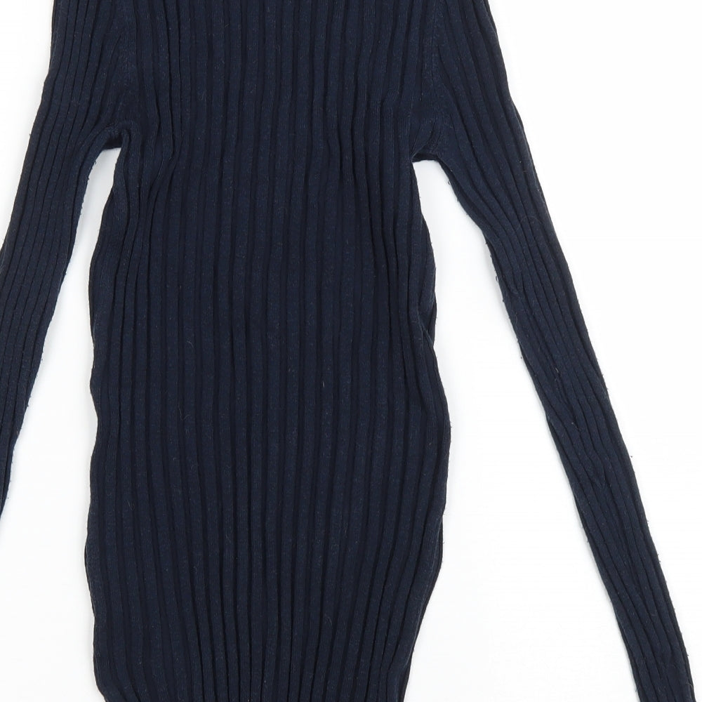 NEXT Womens Blue High Neck Nylon Pullover Jumper Size 8