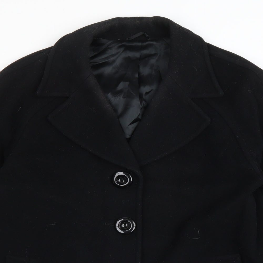 Hobbs Womens Black Pea Coat Coat Size 10 Button