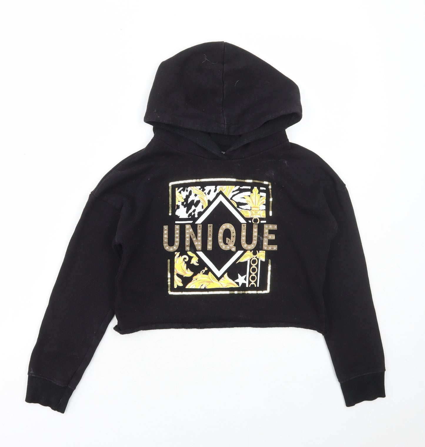 Blue Zoo Girls Black Polyester Pullover Hoodie Size 10-11 Years Pullover - Unique