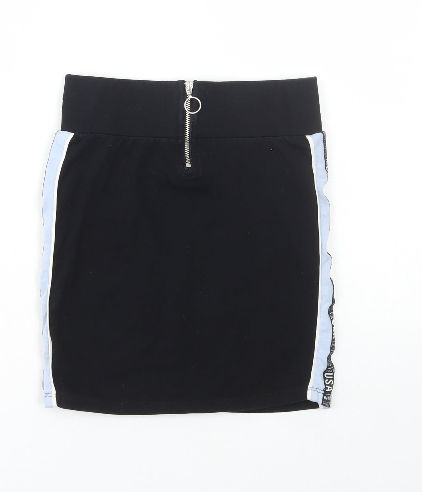 New Look Girls Black Cotton Straight & Pencil Skirt Size 10-11 Years Regular Zip