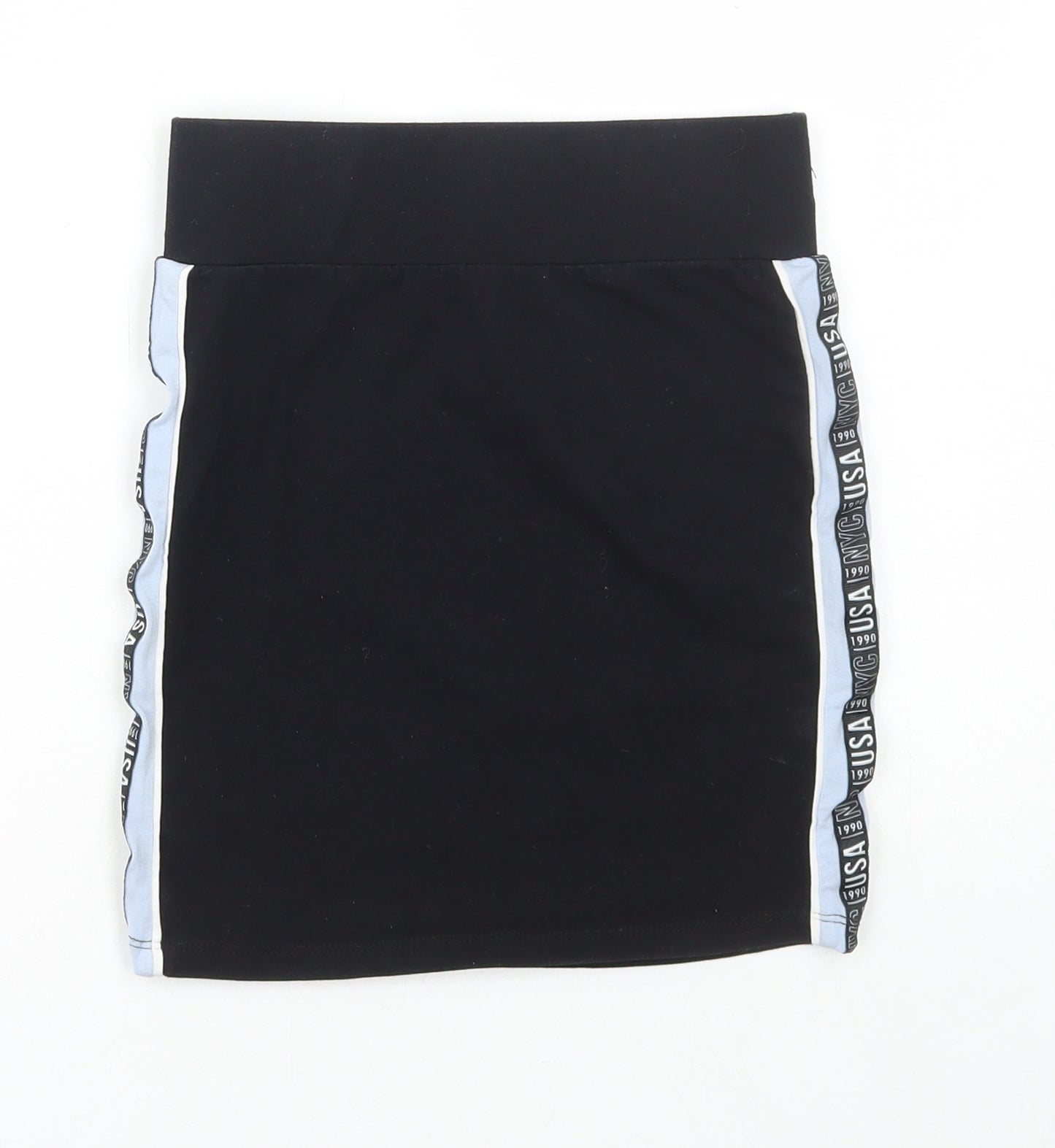 New Look Girls Black Cotton Straight & Pencil Skirt Size 10-11 Years Regular Zip