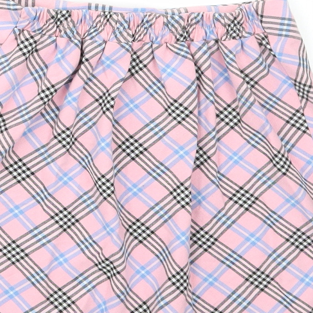 F&F Girls Pink Check Polyester A-Line Skirt Size 8-9 Years Regular Pull On