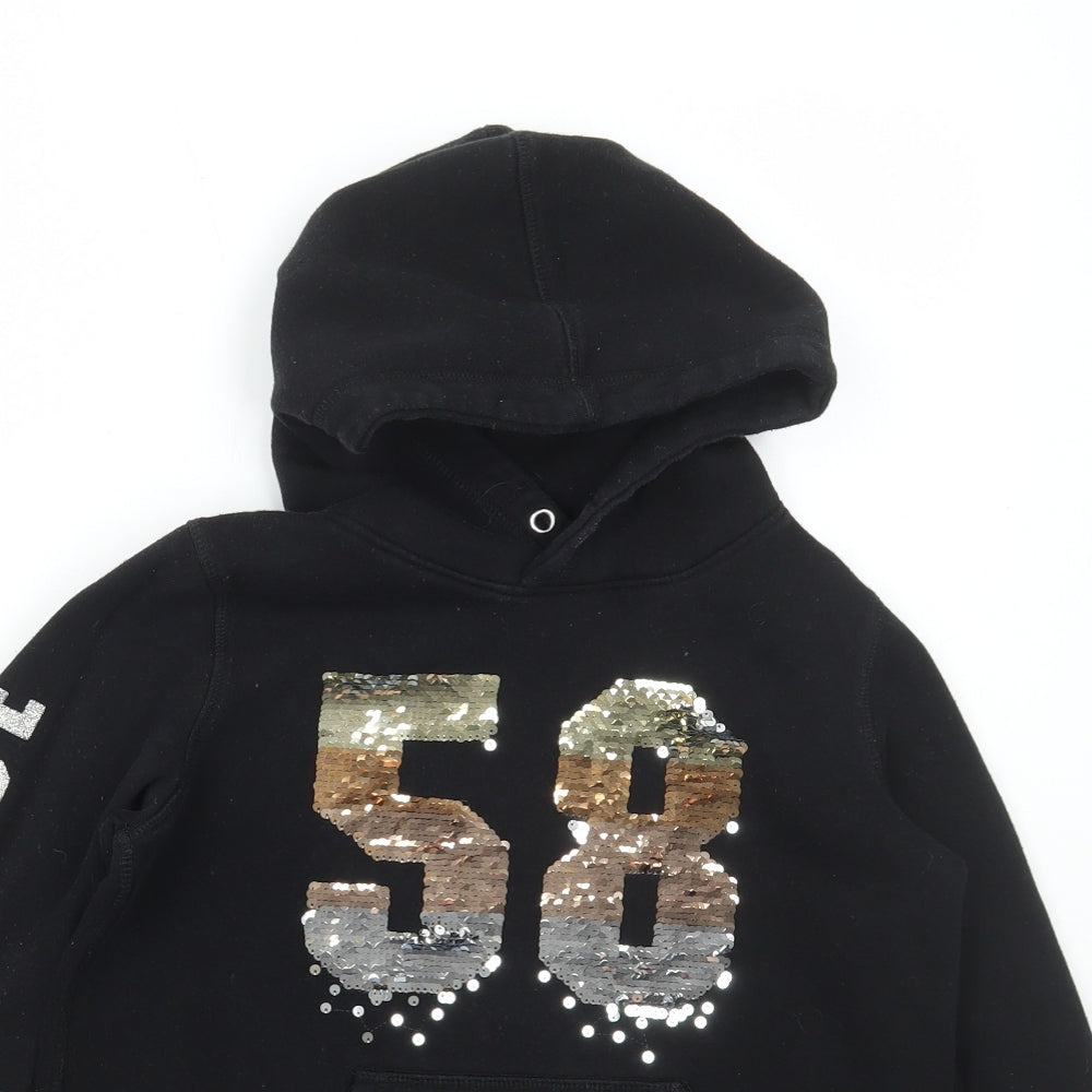 H&M Girls Black Cotton Pullover Hoodie Size 11-12 Years Pullover - 58