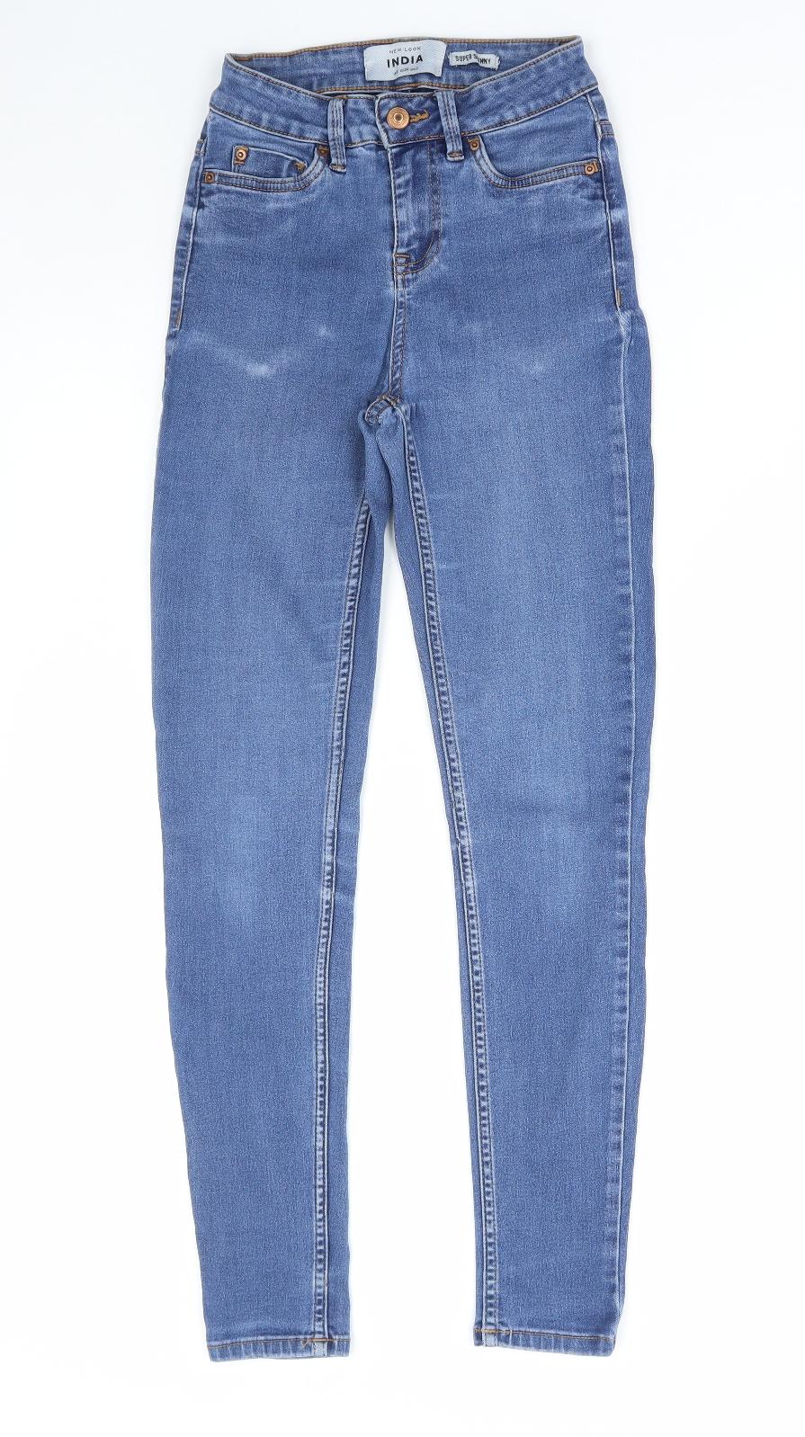 New Look Womens Blue Cotton Skinny Jeans Size 6 L28 in Regular Zip
