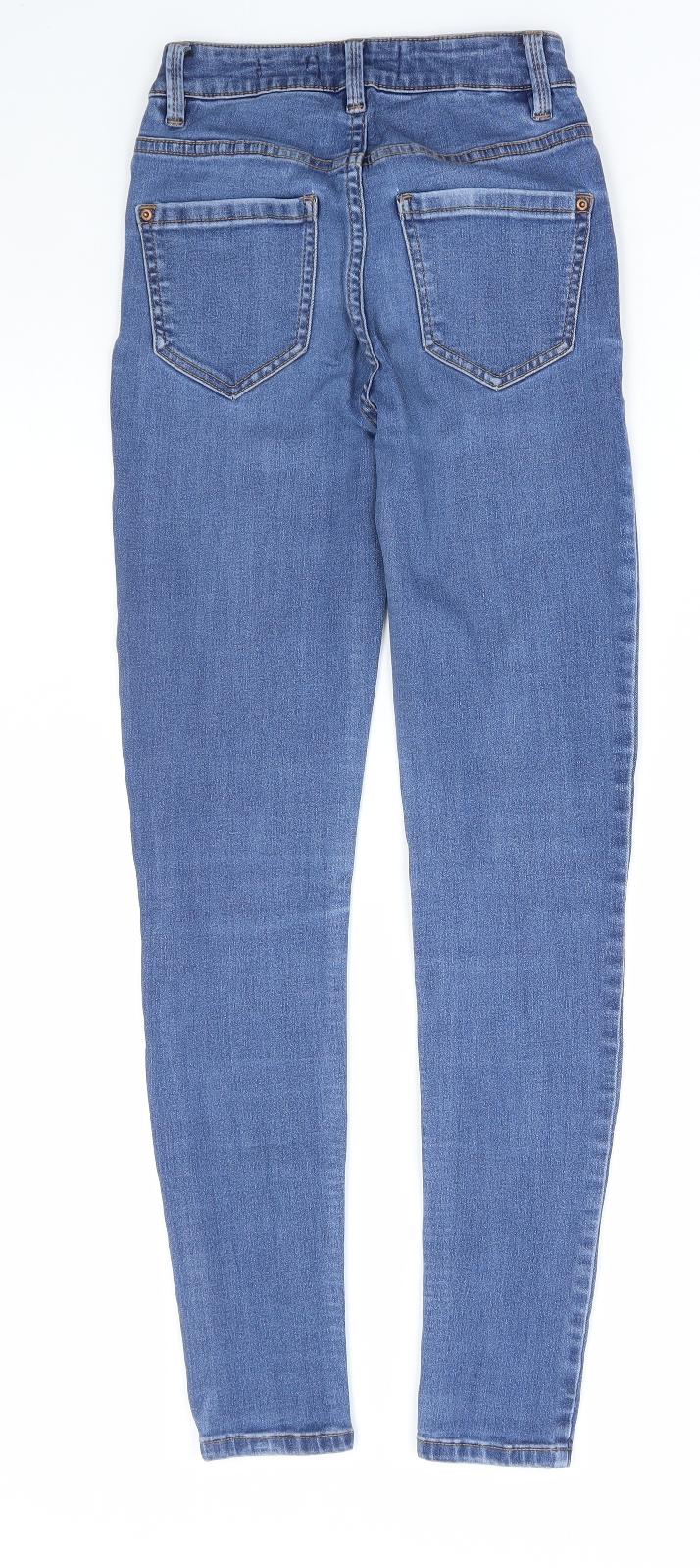 New Look Womens Blue Cotton Skinny Jeans Size 6 L28 in Regular Zip