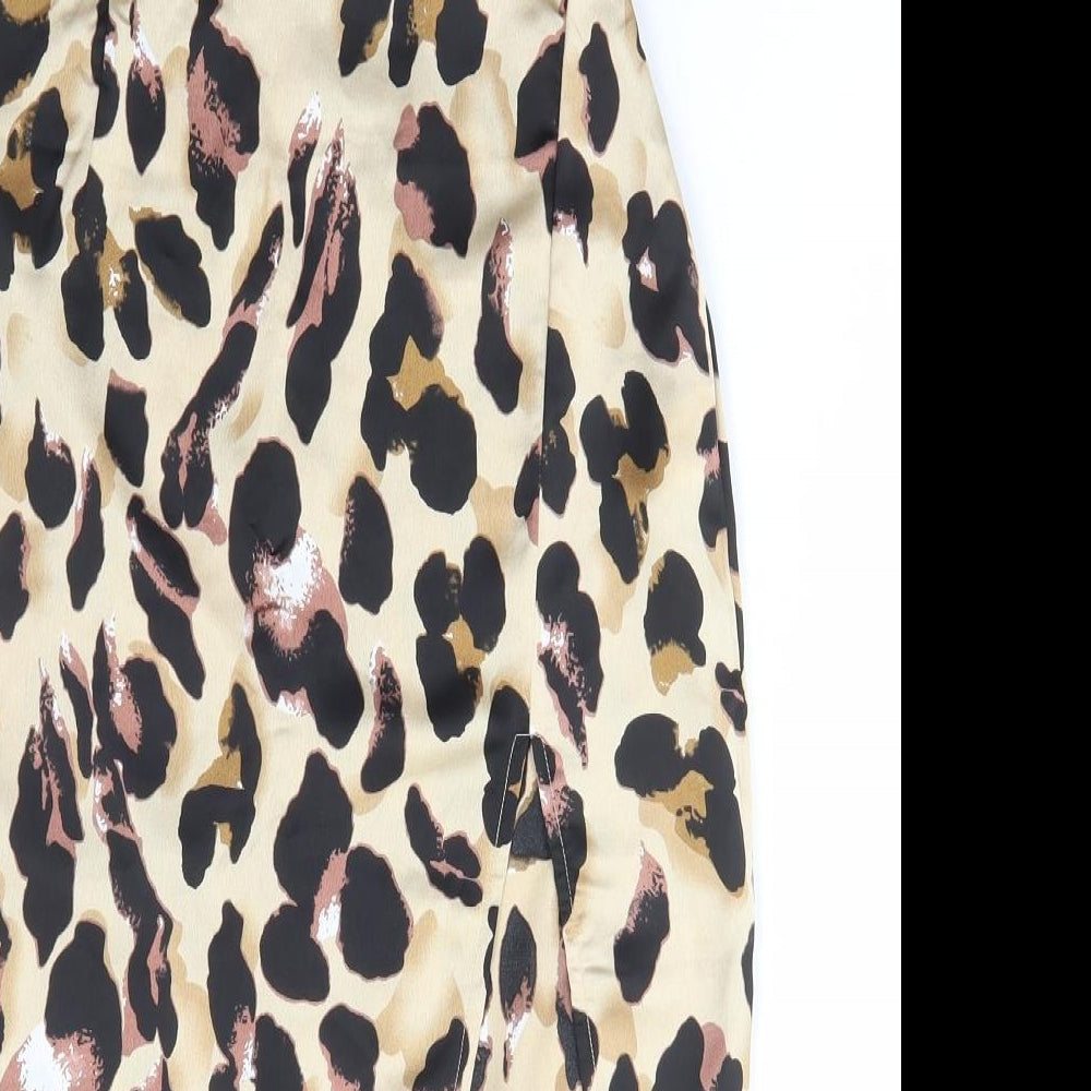 I SAW IT FIRST Womens Brown Animal Print Cotton Straight & Pencil Skirt Size 8 Zip - Leopard Print