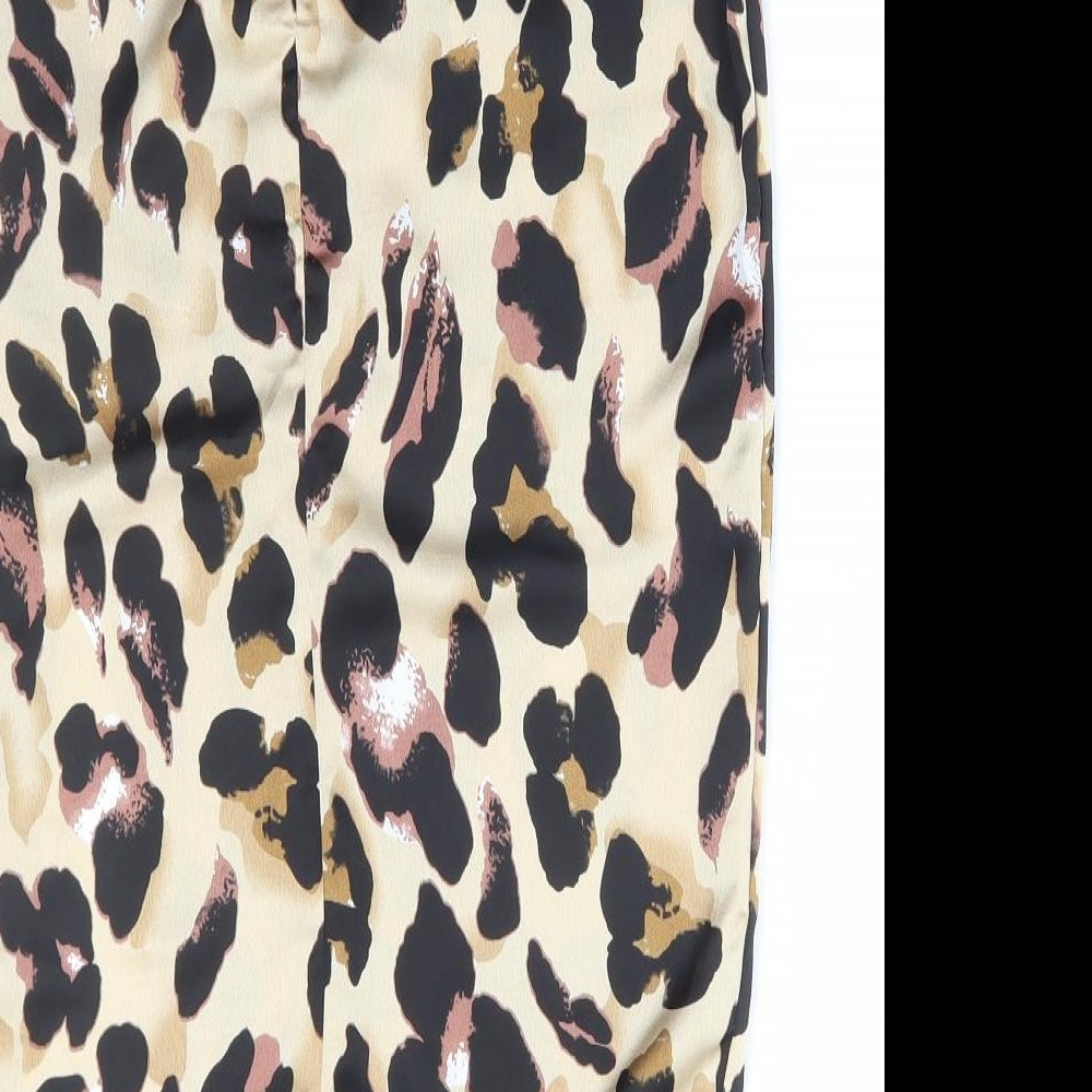 I SAW IT FIRST Womens Brown Animal Print Cotton Straight & Pencil Skirt Size 8 Zip - Leopard Print