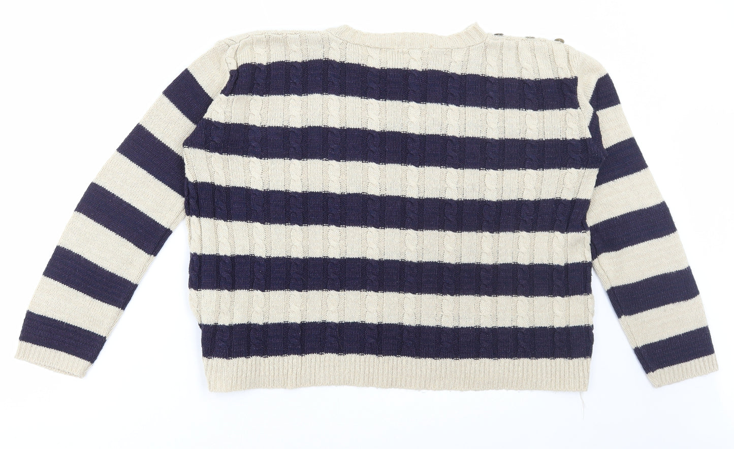 Exhibit Womens Multicoloured Round Neck Striped Acrylic Pullover Jumper Size S