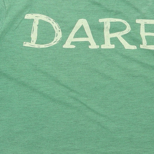 River Island Womens Green Cotton Cropped T-Shirt Size 8 Round Neck - Truth Dare