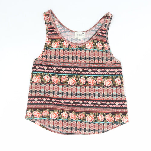 La Hearts Womens Multicoloured Floral Polyester Basic Tank Size XS Scoop Neck
