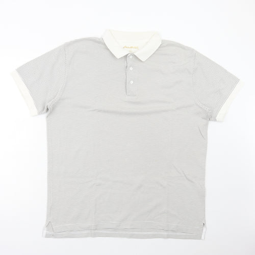 Eddie Bauer Womens Grey Striped Cotton Basic Polo Size L Collared
