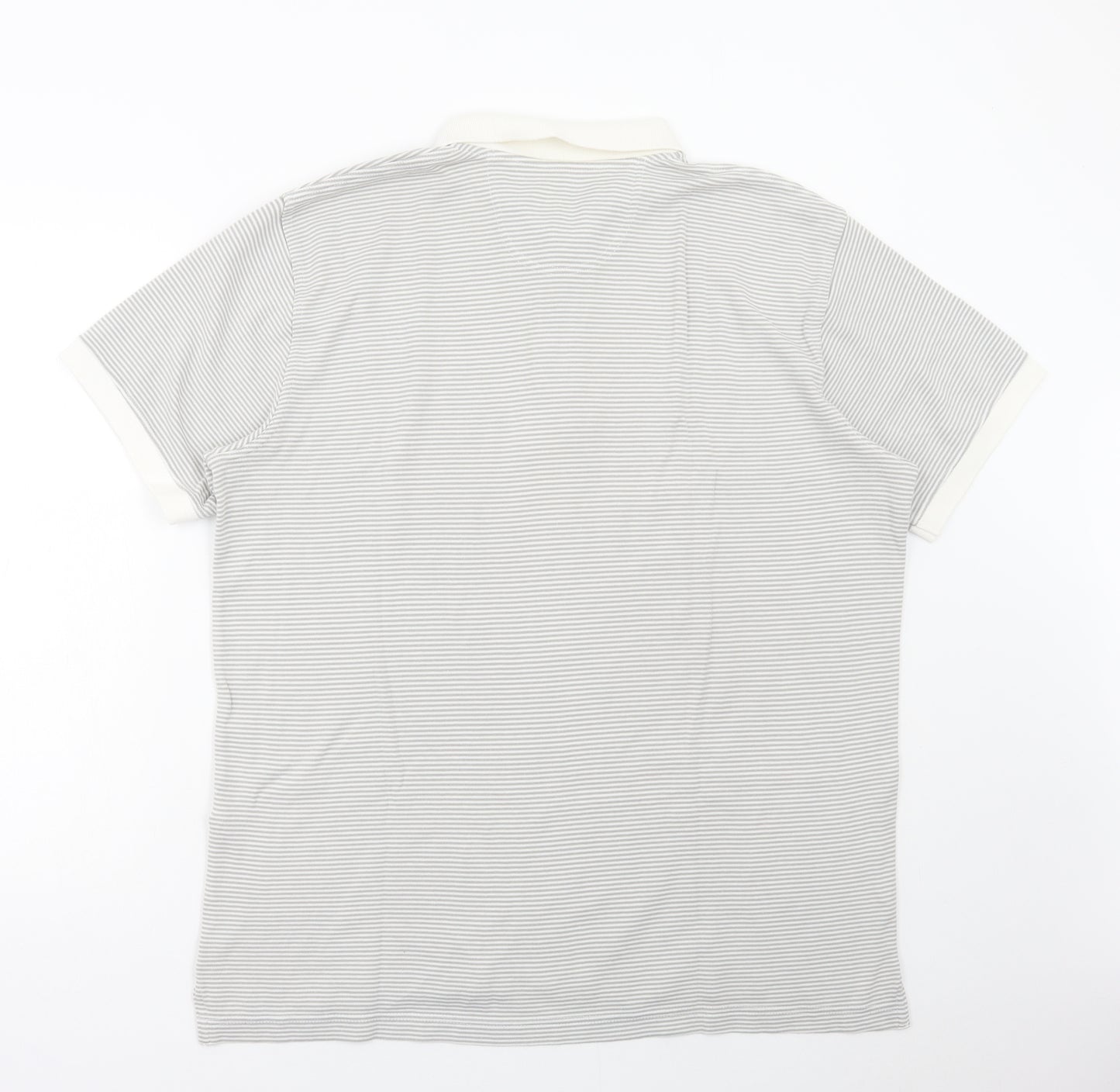 Eddie Bauer Womens Grey Striped Cotton Basic Polo Size L Collared