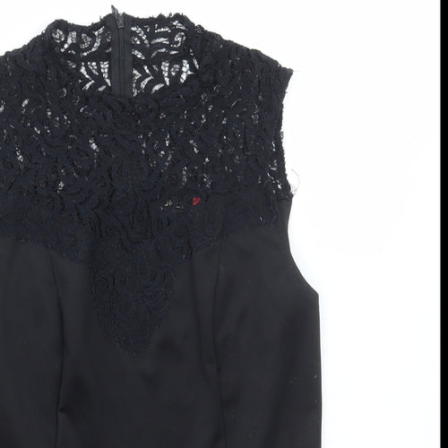 Only Womens Black Polyester Basic Blouse Size 14 Round Neck - Lace Detail, Peplum