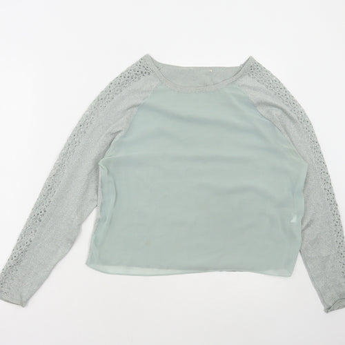 Preworn Womens Green Round Neck Acrylic Pullover Jumper Size M