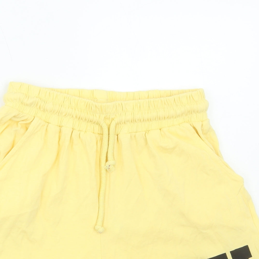 Enjoy Womens Yellow Cotton Sweat Shorts Size S L4 in Regular Pull On - NY