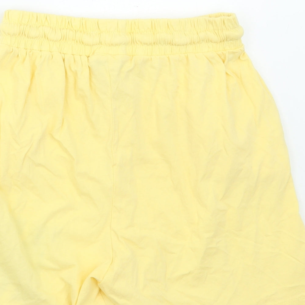 Enjoy Womens Yellow Cotton Sweat Shorts Size S L4 in Regular Pull On - NY