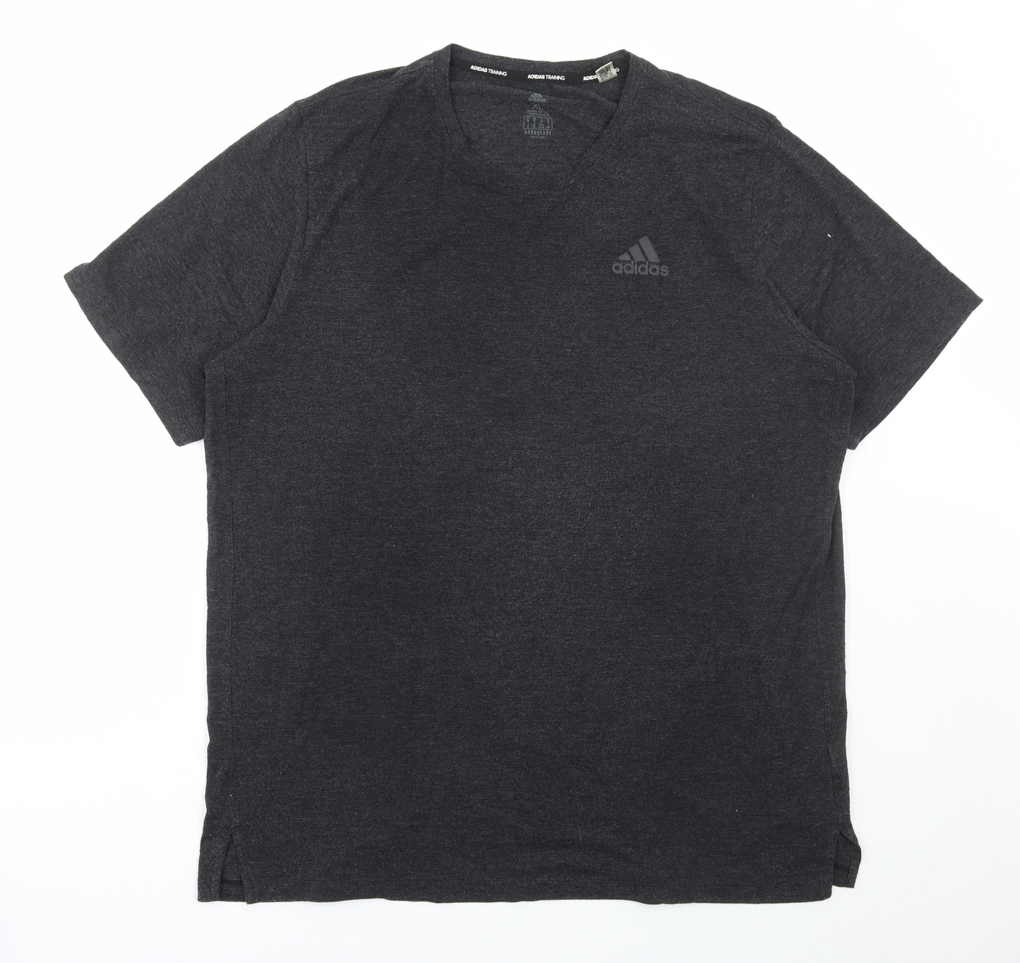adidas Mens Grey Polyester T-Shirt Size XL Round Neck